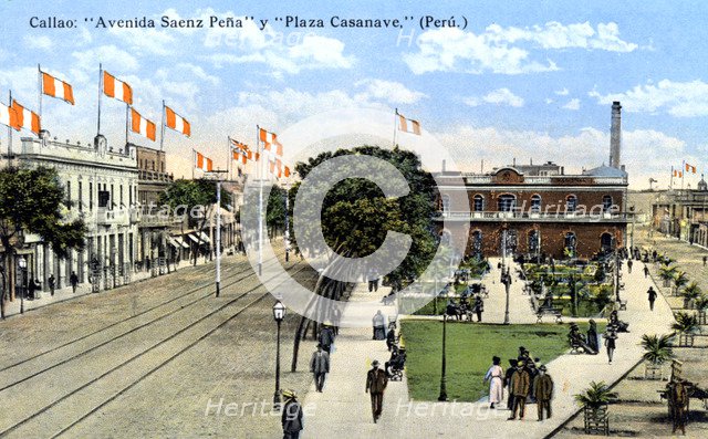 Avenida Saenz Pena and Plaza Casanave, Callao, Peru, c1900s. Artist: Unknown