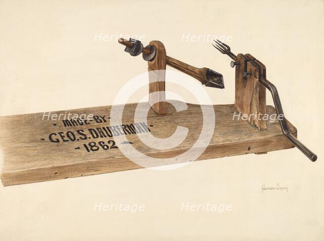 Apple Peeler, c. 1940. Creator: H. Langden Brown.