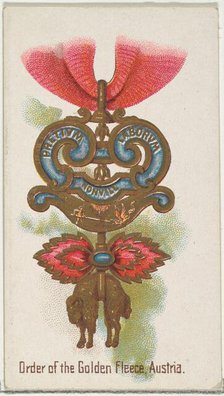 Order of the Golden Fleece, Austria, from the World's Decorations series (N30) for Allen &..., 1890. Creator: Allen & Ginter.