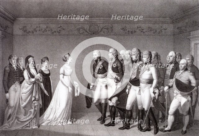 The Meeting Between Luise of Prussia and the Crown Prince Alexander of Russia in Memel, 1805. Artist: Bolt, Johann Friedrich (1769-1836)