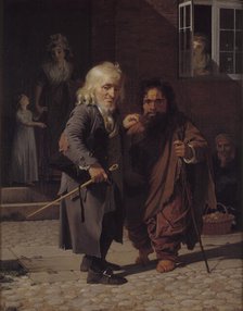 Two Dwarfs: Obligeert, a Jewish pigtail-ribbon Vendor, beside the Roman Dwarf Bajocco..., 1790-1800. Creator: Jens Juel.