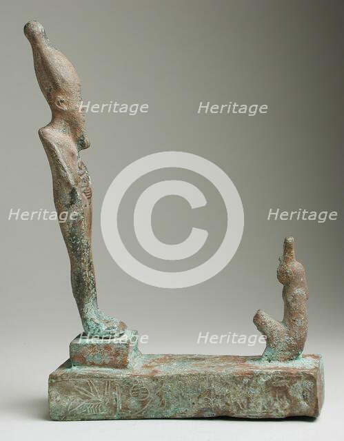 Group Figurine of Osiris Facing a Squatting Goddess (image 1 of 2), 26th-31st Dynasty (664-332 BCE). Creator: Unknown.