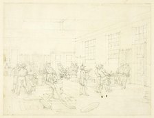 Study for The Mint, from Microcosm of London (recto); Sketch of Courtyard (verso), c. 1809. Creator: Augustus Charles Pugin.