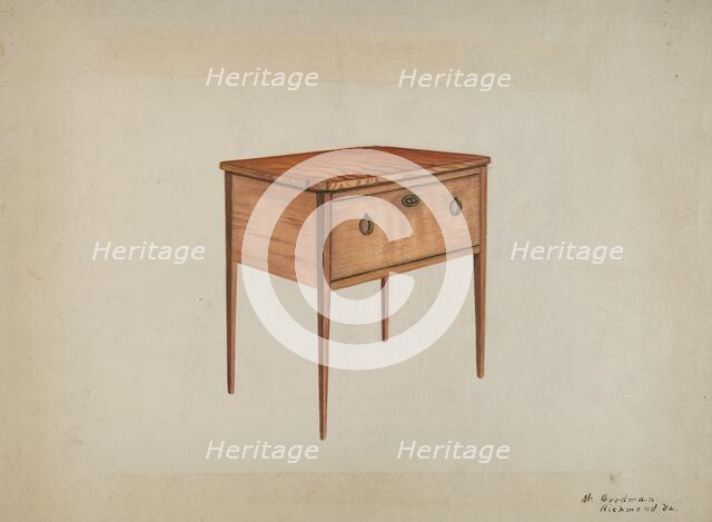 Table with Deep Drawer, 1935/1942. Creator: Mattie P. Goodman.
