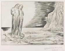 The Circle of the Traitors; Dante's Foot Striking Bocca degli Abbate, 1827. Creator: William Blake.
