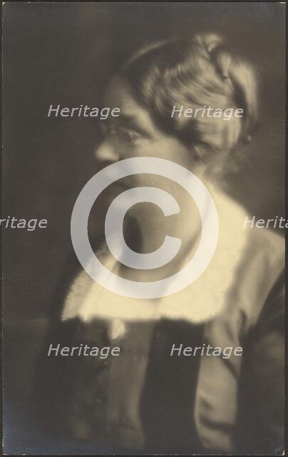 Portrait of a Woman with Open Book (cropped), 1907-1943. Creator: Louis Fleckenstein.