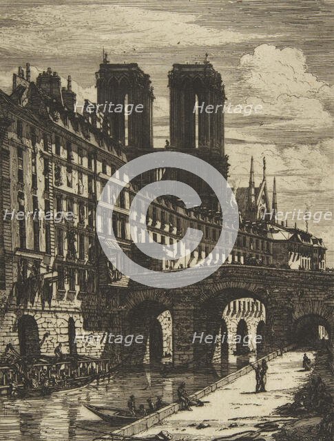 The Petit Pont, Paris, 1850 and later. Creator: Charles Meryon.