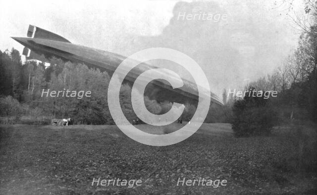 German Air Disaster; The navy zeppelin "L-49", after its forced landing..., 1917. Creator: Unknown.