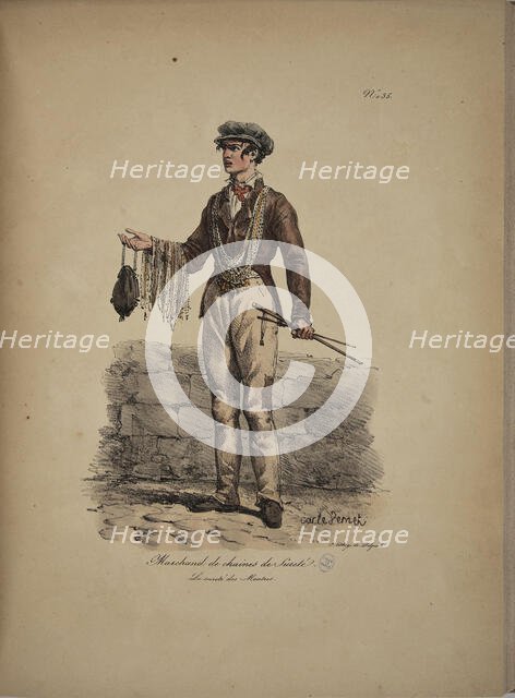 Safety Chains Seller. From the Series "Cris de Paris" (The Cries of Paris), 1815. Creator: Vernet, Carle (1758-1836).