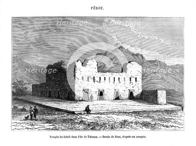 The Temple of the Sun on the island of Titicaca, Peru, 19th century. Artist: Edouard Riou