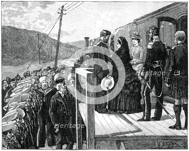 The queen presenting the Albert Medal to coastguard George Oatley, late 19th century, (1900). Artist: Unknown