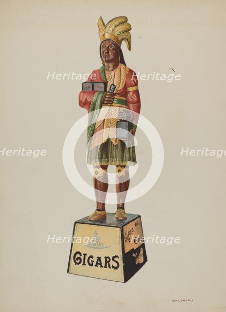 Wooden Indian, c. 1940. Creator: Robert W.R. Taylor.