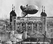 Barrage balloon over the Tower of London, c1939. Artist: Unknown