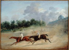 Race at the Champ-de-Mars, around 1825. Creator: M Mills.