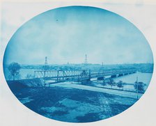 No. 201. U.S. Government Bridge at Rock Island, Illinois (High Water), 1888. Creator: Henry Bosse.