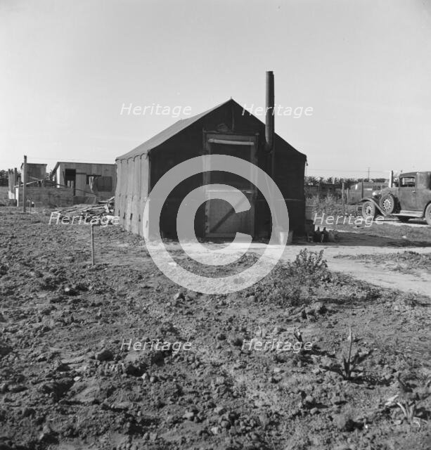 Rapidly growing settlement of lettuce workers, outskirts of Salinas, California, 1939. Creator: Dorothea Lange.