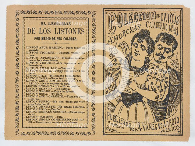 Front and back covers printed on the same sheet for a collection of love letters ..., ca. 1900-1910. Creator: José Guadalupe Posada.