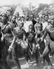 Boy dancers dressed as girls, the Yafouba tribe, West Africa, 1936.Artist: Wide World Photos