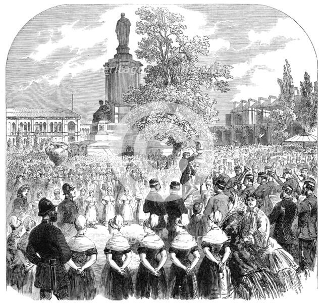 Free opening of the Royal Horticultural Society's Gardens on the anniversary of the late..., 1864. Creator: Unknown.