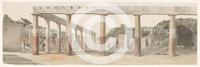 Roman camp within the walls of Agrigentum with the Temple of Asclepius, 1778. Creator: Louis Ducros.