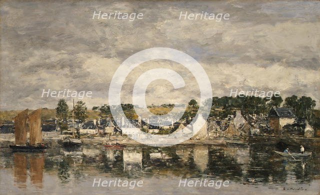 Village by a River, probably 1867. Creator: Eugene Louis Boudin.