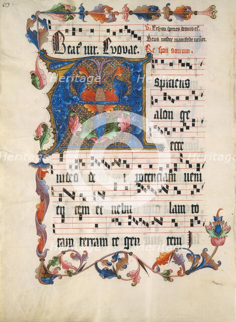 Manuscript Leaf with Initial A, from an Antiphonary, German, ca. 1425-50. Creator: Unknown.
