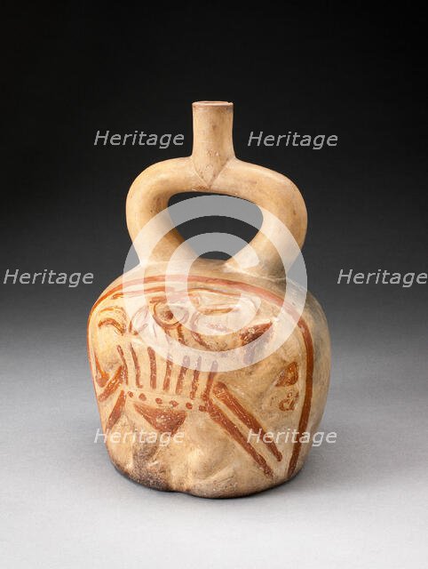 Stirrup Spout Vessel with Relief Depicting a Supernatural Figure Holding a Trophy Head, 100 BC/AD 50 Creator: Unknown.