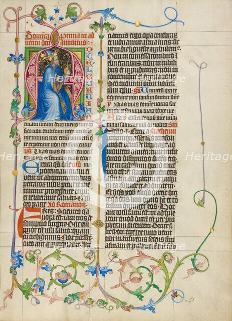 Initial A: King David Enthroned; Collegium Ducale, about 1420-1430. Creator: Master Michael.