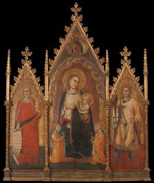 Triptych with the Virgin and Child, and Saints Mary Magdalene and Ansanus, 1350. Creator: Andrea di Cione.