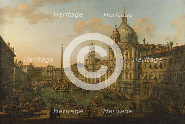 The Piazza Navona in Rome, Early 1740s. Creator: Bellotto, Bernardo (1720-1780).
