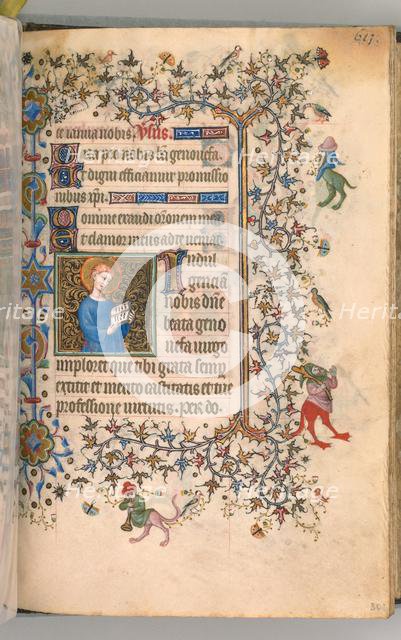 Hours of Charles the Noble, King of Navarre (1361-1425), fol. 301r, St. Geneviève, c. 1405. Creator: Master of the Brussels Initials and Associates (French).