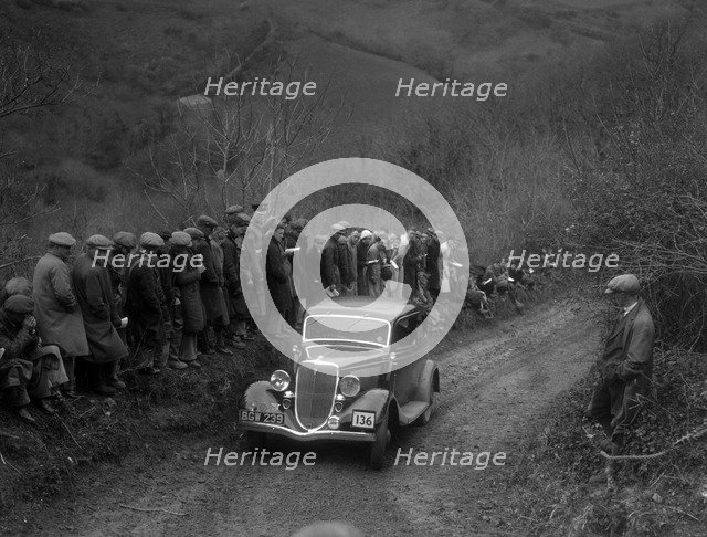 Ford V8 of RG Percival competing in the MCC Lands End Trial, 1935. Artist: Bill Brunell.