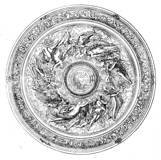 Top of Elkington's silver repoussé table, in the International Exhibition, 1862.  Creator: Unknown.