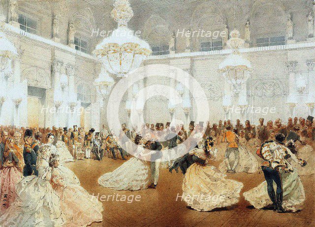 Ball in the Concert Hall of the Winter Palace during the Official Visit of Nasir al-Din Shah in May  Artist: Zichy, Mihály (1827-1906)