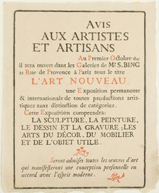 Avis aux Artistes et Artisans, October 1895. Creator: Georges Lemmen.