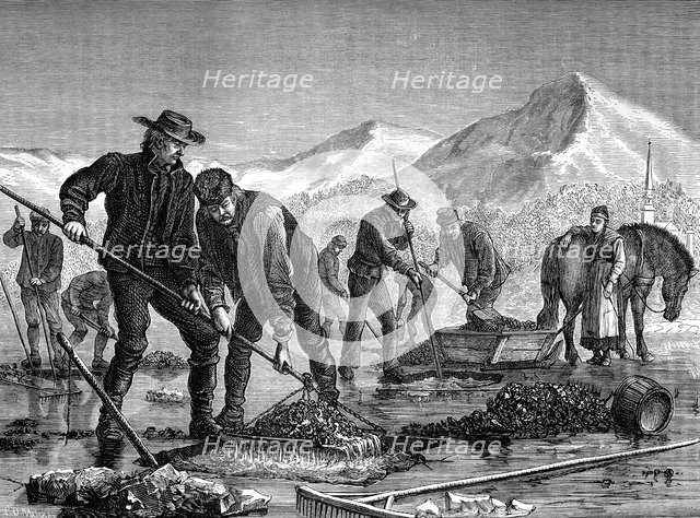 Swedish peasants prospecting for lake ore, c1880.Artist: Mairray