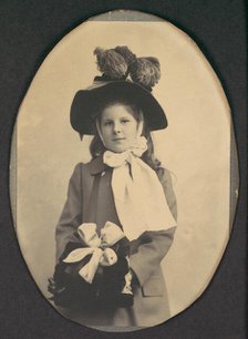 [Girl in Walking Costume with Hat and Muff], 1890s. Creator: Frederick Gutekunst.