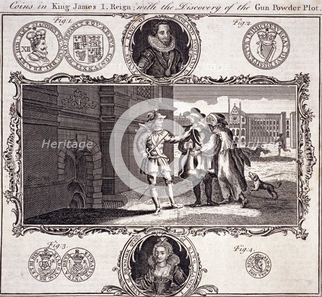 Scene of the discovery of the Gunpowder Plot, 1605, (c1780). Artist: Anon