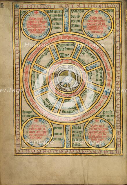 Diagram with a Dove; De Natura Avium; De Pastoribus et Ovibus, 1277 or after. Creator: Unknown.