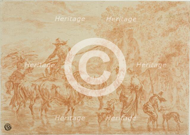 Peasants and Cattle Crossing Ford, n.d. Creator: Unknown.