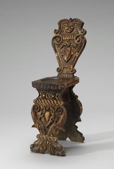 Walnut Stool (Sgabello), Carved and Gilded, c. 1540/1560. Creator: Unknown.