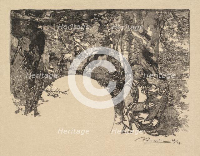 Fontainebleau Forest: The Painters (La Forêt de Fontainebleau: Les Peintres), 1890. Creator: Auguste Louis Lepère (French, 1849-1918); A. Desmoulins, Published in Revue Illustrée, 1887-90.