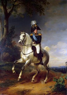 'Equestrian Portrait of Emperor Alexander I', (1777-1825), 1837.  Artist: Franz Kruguer