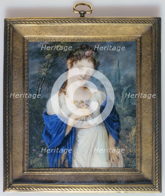 Portrait of a young woman in flowers, c1800. Creator: Schrader.