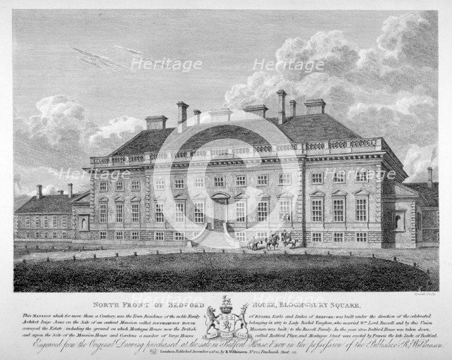 Bedford House, Bloomsbury Square, Bloomsbury, London, 1822. Artist: Bartholomew Howlett