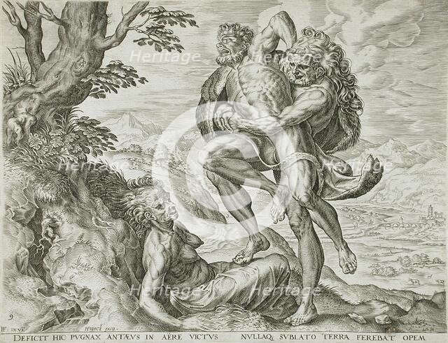 Hercules defeats Antaeus, 1563. Creators: Cornelis Cort, Hieronymus Cock.