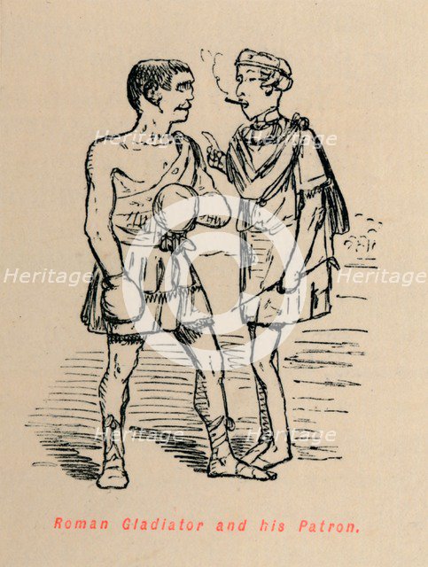 'Roman Gladiator and his Patron', 1852. Artist: John Leech.