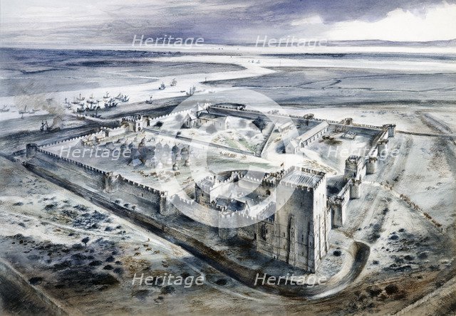 Portchester Castle, 15th century, (c1960s). Artist: Alan Ernest Sorrell.