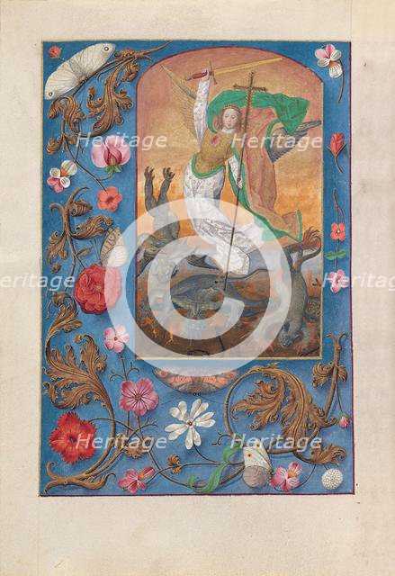 Hours of Queen Isabella the Catholic, Queen of Spain: Fol. 167v, St. Michael, c. 1500. Creator: Master of the First Prayerbook of Maximillian (Flemish, c. 1444-1519); Associates, and.