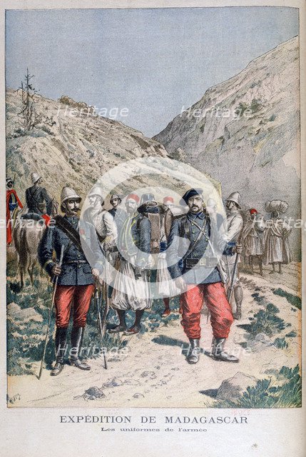 Uniforms of the French expeditionary force in Madagascar, 1895. Artist: Henri Meyer